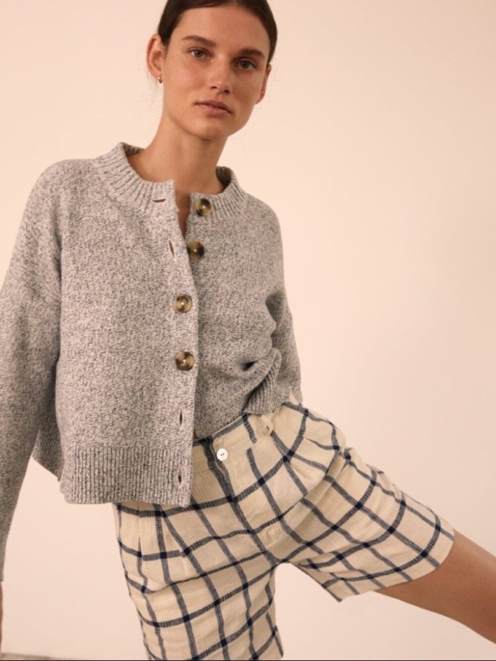 Madewell Broadway Cardigan Women's Size XS Knit Button Up Boxy Gray Sweater Top